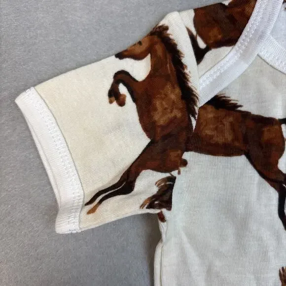 Milkbarn Organic Cotton One Piece Natural Horses 3-6 Months Boy/Girl Cream - Picture 5 of 6